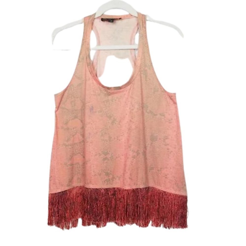 Elizabeth and James Python Print Fringe Racerback Tank M - Picture 2 of 5